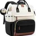 LOVEVOOK Laptop Backpack for Women, 15.6 Inch Work Business Backpacks Purse With Large Capacity, Waterproof Nurse Bag College Bookbag for School, Waterproof Casual Daypack for Travel (Beige-black)