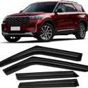 Canvcle Explorer Window Visors Rain Guards for Ford Explorer 2020-2025 2026, Outside-Mount Tape-On Side Window Wind Deflectors Vent Visors Shades Rainproof Explorer Accessories Black 4PCS