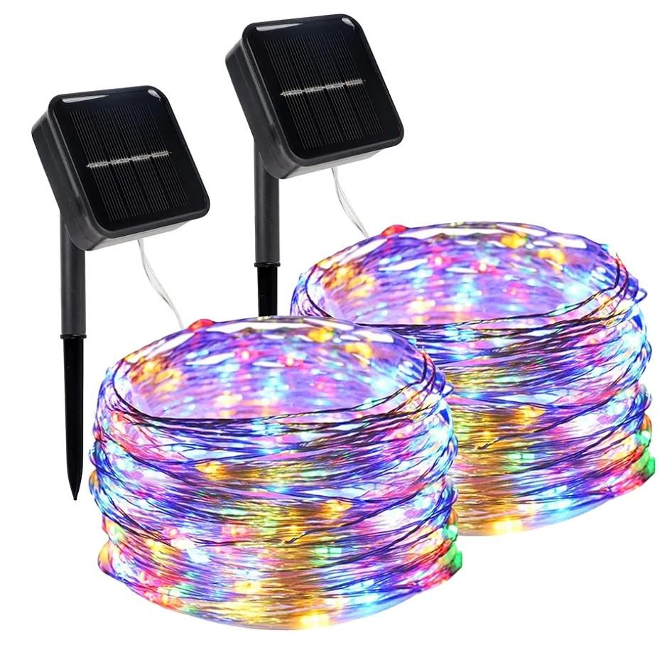 Twinkle Star 2 Pack Solar Christmas Lights Outdoor, Total 80 FT 240 LED Solar Powered Christmas Fairy Lights Waterproof with 8 Modes for Patio Garden Party Backyard Wedding Decorations Multicolor