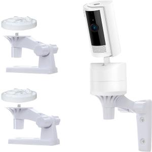 Wall Mount Only Compatible with Ring Pan-Tilt Indoor Cam (2024 Release),180Adjustable Camera Mounting Bracket for Indoor/Outdoor to Get The Best View,Replacement for The Fixed Original Stand,2 Pack