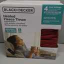 BLACK+DECKER Heated Blanket Electric Throw, Fleece Electric Blanket, Heating Blanket with 4 Heating Levels, 3H Timer, Auto Shutoff, Fast Heating (50x60 inches, Maroon)