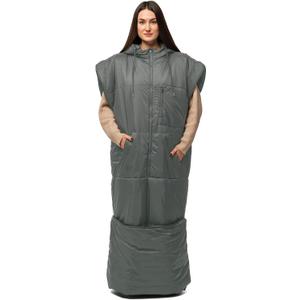 Adult Wearable Sleeping Bag with Hoodie, Sleeveless Design Adjustable Drawstring Waterproof Wearable Sleeping Bag Ideal for Camping, Cold Weather