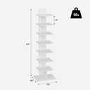 TUTOTAK Narrow Bookshelf, 8-Tier Bookcase, Spine Book Shelf for Small Space, Corner Standing Shelf for Living Room, Office, Study, Entryway, White BS06BW008