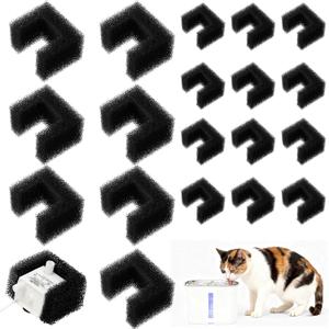 Enhon 20 Pack Foam Filters Replacement for Pet Fountains Compatible with Petsafe Viva 64oz & 140oz, Cat Dog Drinking Water Fountain Sponge Filters for Debris Removal, Pump Protection & Filtration