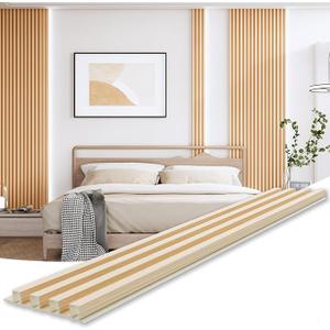 WPC Slat Wall Paneling, Modern Accent 3D Wall Panels, 8-Piece 94.5" x 6.3" TV Wall Panel, Bedroom, Living Room, Oak