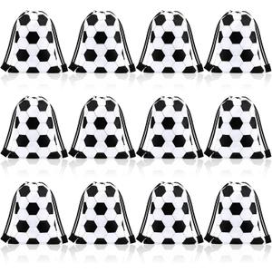 Shappy 12 Pieces Soccer Drawstring Bags Bulk Small Sport Goodie Bags Snack Treat Backpack for Ball Birthday Party Favor Team Gifts(7 x 10 Inch)
