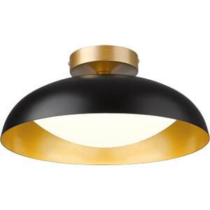 kudos Flush Mount Ceiling Light, 16-inch LED Ceiling Light Fixture, Black and Gold Finish, 24W 2400lm Light Fixtures for Living Room, Kitchen, Bedroom, Hallway, 5CCT Adjustable, KDCL02-BK