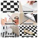 MORCART Peel and Stick Floor Tile, Vinyl Flooring Self Adhesive DIY: White Black Outline Square 8" x 8" 20 PCS Waterproof and Removable Tile Sticker for Kitchen, Bathroom, Staircase FT-1010