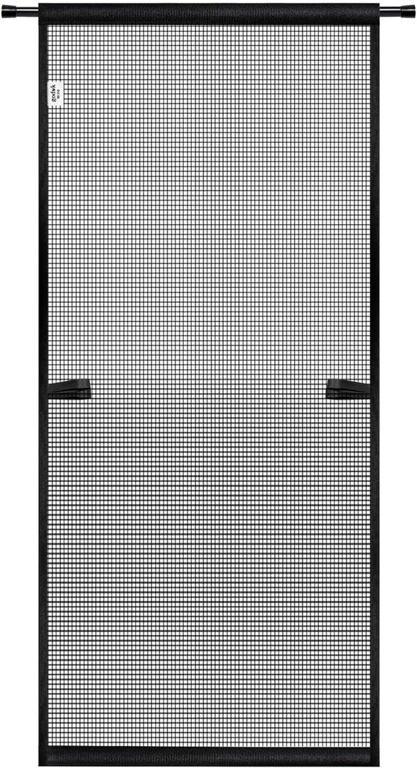 Hanging Screen Door - Fits Door Size 34" x 82" (Curtain Size 36'' x 83''), Sturdy Fiberglass Door Curtain Has Tension Rod&Hook&Loop Two Ways of Use, Heavy Duty Durable Door Screen