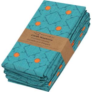 2 x RUVANTI Cloth Napkins Set of 6 Cotton 100%, 18x18 Inches Napkins Cloth Washable, Soft, Absorbent. Cotton Napkins for Parties, Christmas, Thanksgiving, Weddings, Dinner Napkins Cloth - Combo