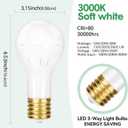 GEPLAD 2-Pack Mogul Base 3 Way LED Light Bulb, 10/20/30W, 100/200/300 Watt Equivalent, Soft White 3000K, for Antique Floor Lamp