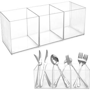 Rainmae Cutlery Storage Organizer, Plastic Cutlery Utensil Holder Storage Organizer Caddy for Kitchen Countertop Organization, Holds Fork, Knife, Spoon, Silverware Tableware Storage Box (1 Pc(10 x 3.3 x 3.7 in))