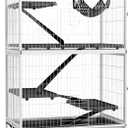 PawHut Metal Small Animal Cage, 5-Tiers Rolling Big Ferret Cage with Hammock, Removable Tray, for Chinchilla, Sugar Glider, White