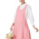 APRONNER Cozy Adjustable Cross Back Aprons for Women with Pockets Cotton Linen Cooking Kitchen Baking Pale Pink