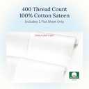 California Design Den King Flat Sheet Only - 400 Thread Count 100% Cotton Sateen, Durable, Cooling and Breathable Bed Sheets - Ivory (Pale Tone)
