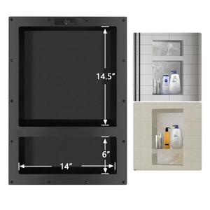 Ready Tile Double Shelf Shower Niche 25" x 17" x 4" Dimensions - Toiletry and Bathroom Niche Storage- Simple Installation with Texture Surface Shower Cubby Double Shelves