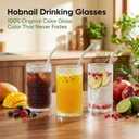 16oz Hobnail Drinking Glasses Set of 6, Vintage Embossed Clear Highball Tumblers, Large Capacity, Non-Slip Beaded Texture, Dishwasher-Safe Lead-Free Cups for Water, Cocktails, Juice, Beer & Whiskey