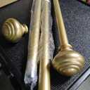 Gold Curtain Rod 72-144" Adjustable, Patented Quick Easy Installation Hardware, No Tools Option, 1" Rod Durable Steel Construction, Supports Heavy Fabrics, Traditional Knob Finial