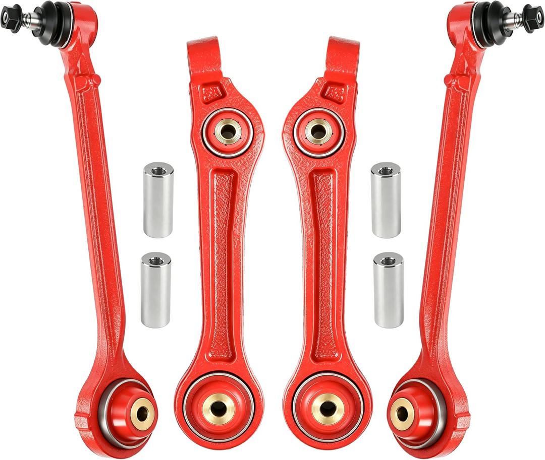4PCS Front & Rear Lower Control Arm Kit for 2005-2010 Dodge Chrysler 300 RWD, 2006-2010 Dodge Charger RWD, 2008-2010 Challenger, 2006-2008 Magnum RWD - Red