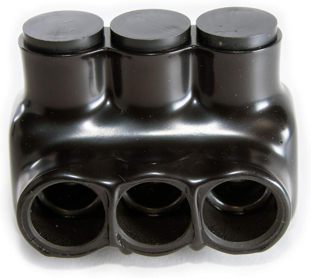 NSI IPLD250-3 3 250 MCM, 6 AWG Insulated Multi-Cable Connector Block, Either Side Wire Entry, 3 x 1 x 2 inches, Black