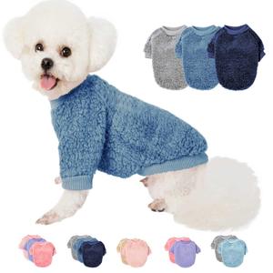 Dog Sweaters Clothes Coat for Small Dogs Boy or Girl Cat Puppy Coat Sweatshirts Soft Warm Fluffy Winter Jacket Apparels (Grey,Light Blue, Medium)