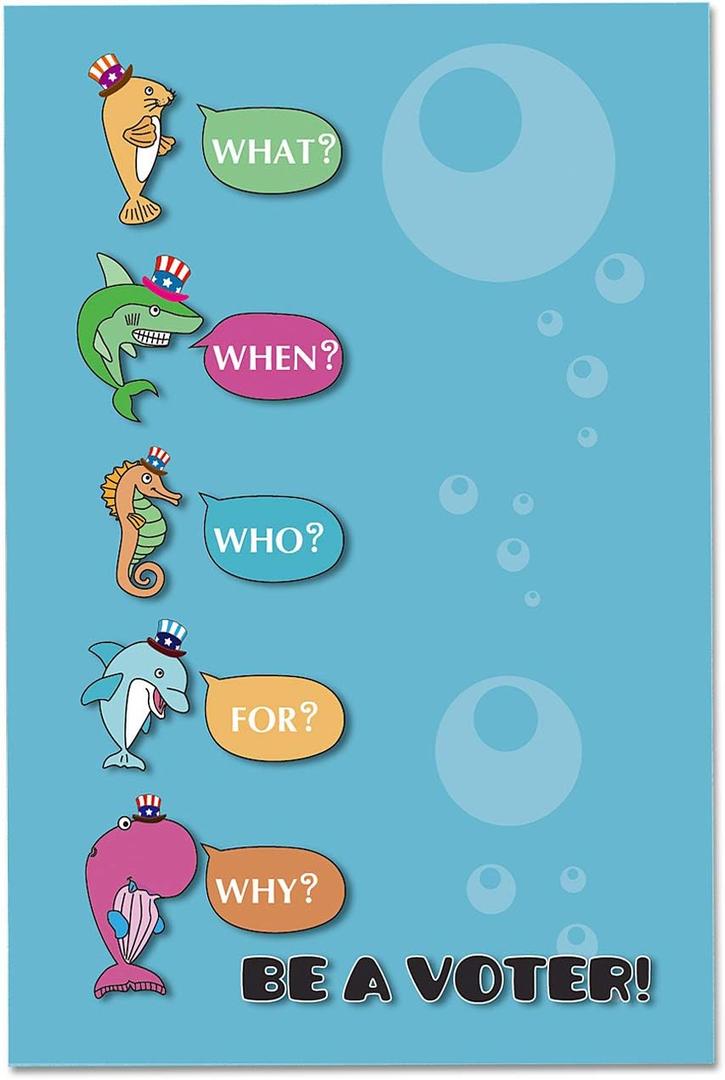 LioNergy Set of 80 Be A Voter Postcards, Vote Card Whale Postcard with Watercolor Whale Perfect for Writing to Your Representatives or Get Out the Vote Campaigns, 4 x 6 Inch (Blue)