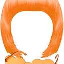 MIAHART Orange Short Bob Wig and Sunglass Set, Neon Colored Wigs Sunglass Pack Costume Colorful Cosplay Wigs Daily Party Hairpieces for Bachelorette Neon Party Favors Halloween Decorations Supplies