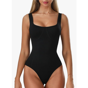 Womens Square Neck Bodysuit Thong Backless Sleeveless Tank Top – Sexy One Piece Bodysuits for Women Going Out, Size M
