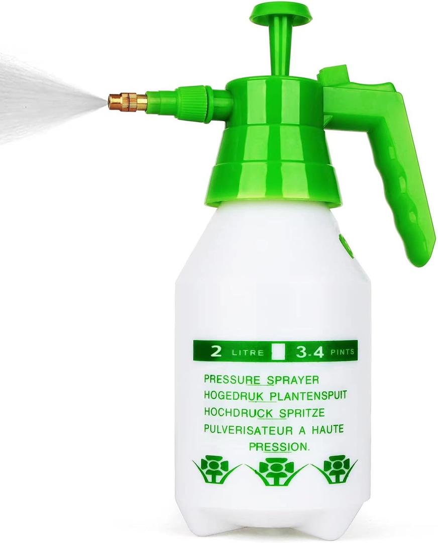 Garden Pump Sprayer,68oz/34oz Hand-held Pressure Sprayer Bottle for Lawn with Safety Value&Adjustable Nozzle, for Watering,Spraying Weeds,Home Cleaning and Car Washing,0.5 Gallon (Green)