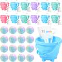 Lunmon 72 Pcs Beach Toys for Kids 24 Set Sand Buckets Shovels Bulk Pastel Beach Balls Inflatable Sand Toys for Girls Boys Toddlers Games Birthday Summer Pool Party Favor (Macaron, Castle)