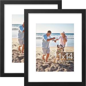 decorUhome 11x14 Picture Frame, Display Pictures 8x10 with Mat or 11x14 without Mat, Wall Mounting Photo Frame, Black, 2 Pack