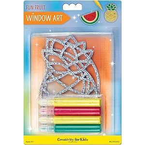 Creativity for Kids Window Art Fun Fruits - Paint and Decorate 2 Suncatchers, Create Your Own Window Art for Kids 2 Pack