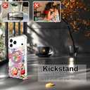 for iPhone 17 Pro Case Magnetic Clear Design,Compatible with MagSafe,Kickstand Vertical/Horizontal,Shockproof Airbag Bumpers Phone Cover - Red Rose Peony Floral