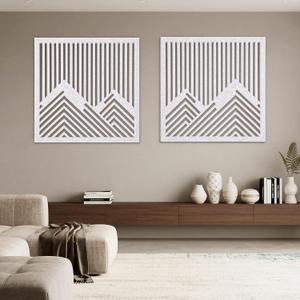 HunnmingRe 2 Pcs Felt Mountain Wall Art, Soft & Safe Modern Large Abstract Wall Decor for Nursery, Living Room, Bedroom, Easy No-damage Installation, 23.6"x23.6"