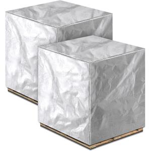 2 Pcs Silver 48" x 60" x 48" Heavy Duty Pallet Covers Outdoor PE Waterproof Pallet Cover Silver Tarp Waterproof for Construction Outdoor Storage