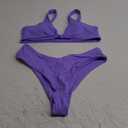 geluboao Bikini Set for Women Solid V Neck Knot Front Push Up High Leg Thong Two Piece Swimsuit XL