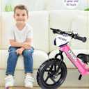KRIDDO Pro Toddler Balance Bike 2+ Year Old with Hand Brake and Kickstand, 12 Inch Push Bicycle, Gift Bike for 2-5 Boys Girls, Pink