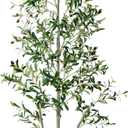 Olive Trees Artificial Indoor, 6FT Tall Faux Olive Tree with Lights, Moss and Planter, Artificial Plants Indoor with Natural Wood Trunk and Lifelike Fruits, Fake Tree for Home Office Living Room Decor