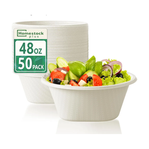 48 Oz Bowls Disposable  Heavy Duty Compostable Paper Bowls, Microwave Safe Large Bowls, Ideal for Restaurant Catering, Salads, Buffets & EcoFriendly Use  50 Pack [White]