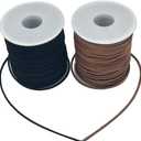 Leather String, 2 Rolls Faux Leather Cord, Flat Suede Leather Lace for Necklaces, Bracelets, Jewelry Making, Tassels, Dream Catchers and Art Crafts (Black+Brown)