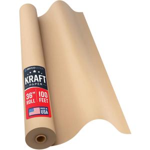 Large Brown Kraft Paper Roll - 36" x 1200" (100 ft) - Made in USA - Ideal for Gift Wrapping, Packing, Moving, Postal, Shipping, Parcel, Wall Art, Crafts, Bulletin Boards, Floor Cover or Table Runner