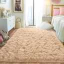 Fluffy Area Rug for Bedroom 4x6 Feet, Indoor Plush Carpet, Shag Soft Bedside Rug, Cute Comfy Furry Rug for Living Room Dorm Girls Boys Room Nursery Decor, Camel