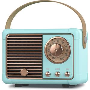 PRUNUS J-999 Retro Bluetooth Speaker,Vintage Decor,Mini Wireless Bluetooth Speaker,Cute Old Fashion Style Support USB/TF Card/AUX for Kitchen Desk Bedroom Office Party Outdoor(Blue)