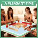 Light Blue Mah Jongg Mat 31.5x31.5 Inch Thick Neoprene Noise Reduction Non-Slip Table Game Mat for Table, Mahjong, Dominoes, Poker & Board Games, with Storage Bag & 4 Dice