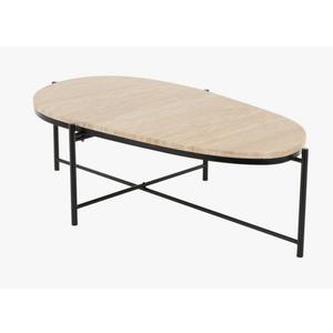 Cole And Grey Marble Living Room Beige Coffee Table With Black Metal Support