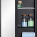 Black Bathroom Mirror Medicine Cabinet with Round Corner Framed Door and Beveled Edge Mirror 15 x 25 inch, Recessed or Surface Mount, with Adjustable Glass Shelves
