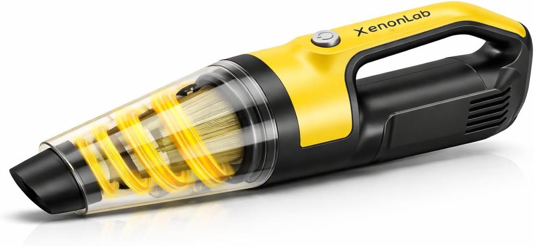 Handheld Vacuum Cordless 1.1 Pounds Car Vac 10000PA Hand Held Vacuums 4-in-1 Hand Vac Cordless Rechargeable HEPA Filter Large Capacity Dust Cup for Car Office Home Pets Hair (Pale Yellow)