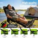 Black Reclining Camping Chair with Footrest, Portable Folding Lounge Chair, 4-Position Adjustable Folding Camping Chair with Headrest & Storage Bag for Outdoor Lawn, Hiking, Picnic, Fishing