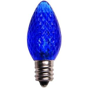 25 Pack C7 LED Replacement Christmas Light Bulbs Faceted LED Light Bulbs Commercial Grade E12 Candelabra Base Dimmable SMD LEDs Indoor and Outdoor Use (Blue)
