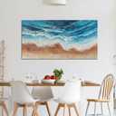 Tarfupth Blue Ocean Canvas Wall Art for Living Room Large Seascape Oil Painting for Bedroom Office Kitchen Modern White Waves Pictures Nature Artwork Ready to Hang 24"x48"